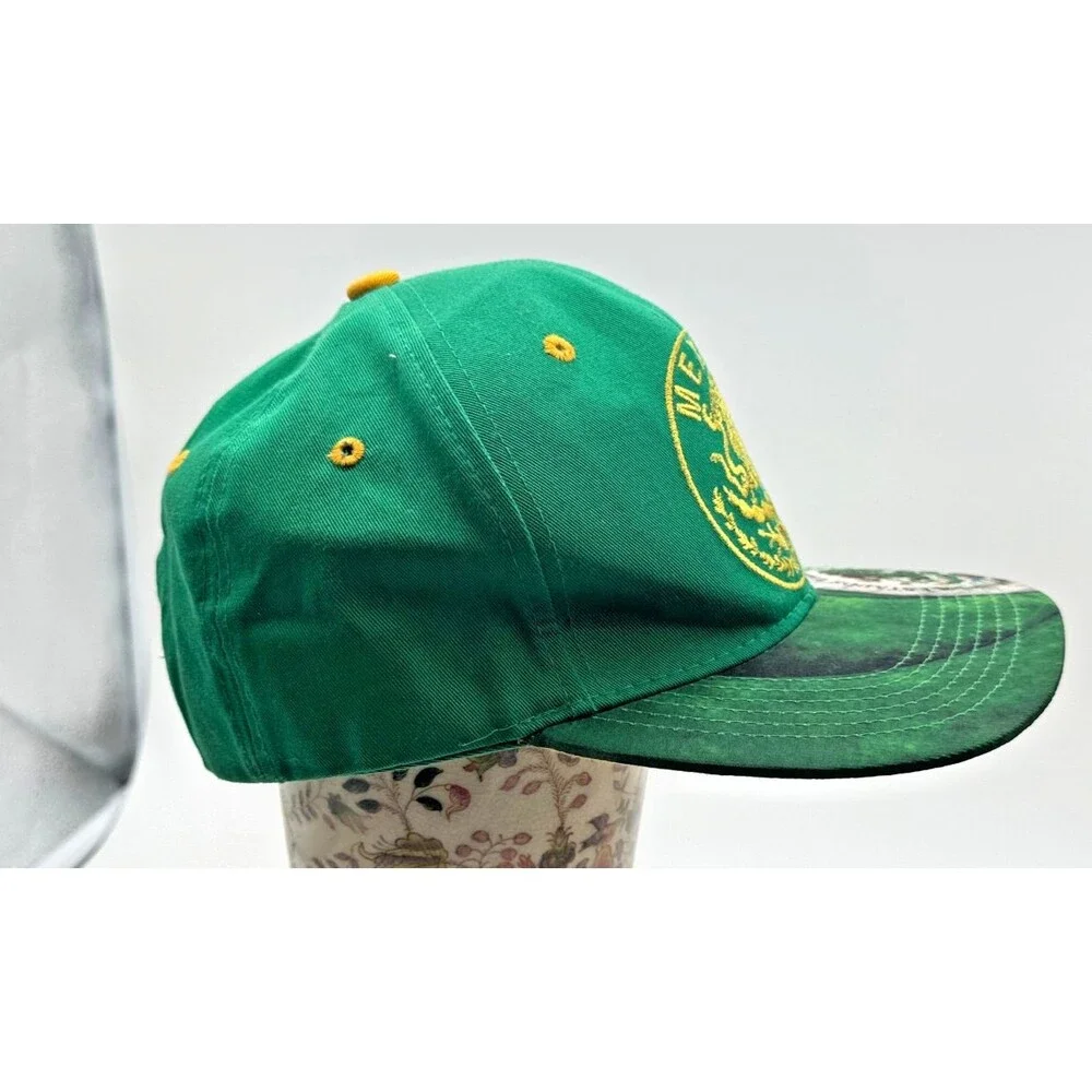 Mexico Snapback Hat Gold Eagle Embroidered Flag Brim Green Adjustable Cap One SZ